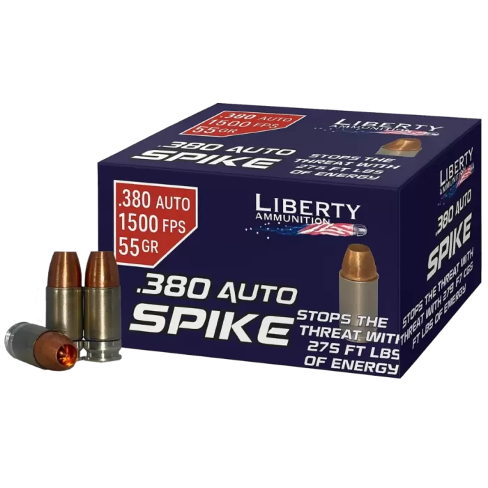 LIBERTY AMMUNITION Spike .380 Auto 55gr Solid 20rd/Box Handgun Ammo (LA-SPI380-55-1500)