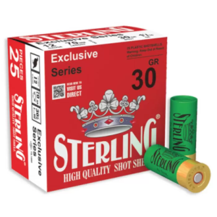Sterling Exclusive 12 Gauge 2-3/4" #9 Bird 1-1/6 oz 25rds Shotshell - Fine Birdshot for Small Game - 8698779950651 Sterling Exclusive 12 Gauge 2-3/4" #9 Bird 1-1/6 oz 25rds Shotshell - Fine Birdshot for Small Game - 8698779950651