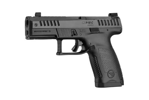 CZ P-10 C Optics-Ready 9mm 15rd Ported Barrel/Slide Blk Handgun w/Polymer Frame , Nitride Slide, Fixed Sights, 3 Backstraps, Rev Mag Catch 91579