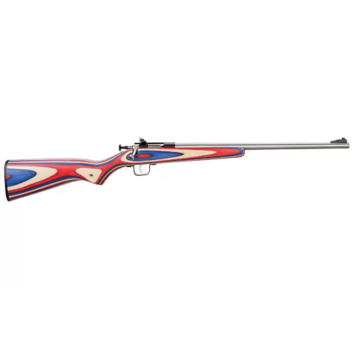 Keystone Crickett Red White Blue Wood Laminate Stock with Stainless Steel Action .22 LR 16 Inch 1 Rd Keystone Crickett Red White Blue Wood Laminate Stock with Stainless Steel Action .22 LR 16 Inch 1 Rd