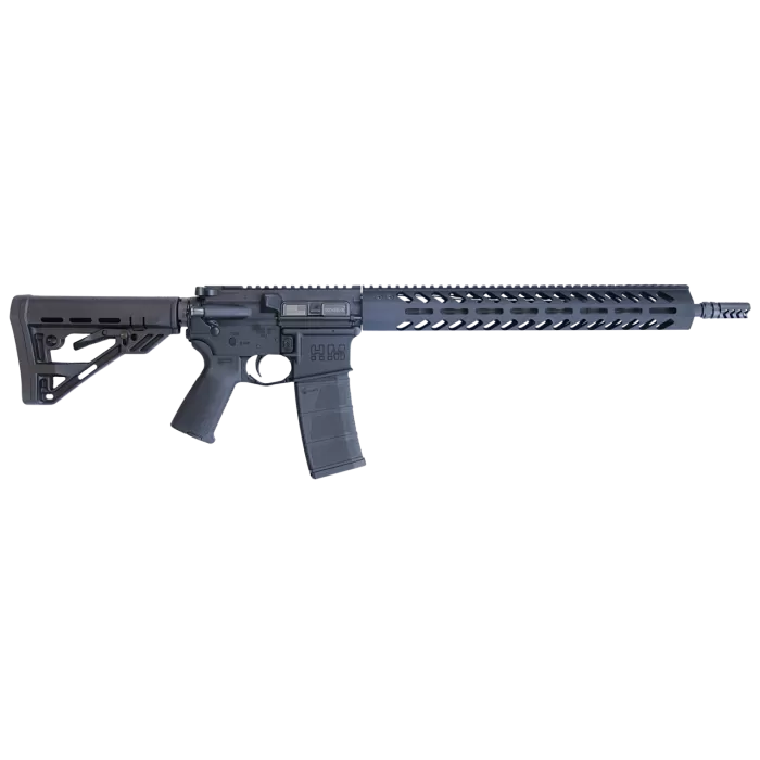 HM Defense Defender M5LAR 223 Rem/5.56mm, 16" HBAR Barrel, Midlength Gas System, Integral Gas Block, 1:8 Twist, Muzzle Brake, Black, Anodized, 15" Free Float Rail, M-LOK, Collapsible Stock
