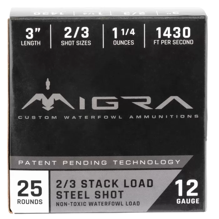 MIGRA COMBINATIONAL WEEKENDER 12GA 3-INCH 1-1/4OZ #2,3-SHOT 25 ROUNDS PER BOX MIGRA COMBINATIONAL WEEKENDER 12GA 3-INCH 1-1/4OZ #2,3-SHOT 25 ROUNDS PER BOX