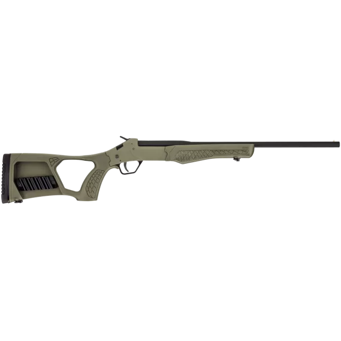 Rossi Tuffy Youth 410 Ga, 18.5" Barrel, Matte Black, Olive Drab Green, Fixed Thumbhole Stock, 1rd Rossi Tuffy Youth 410 Ga, 18.5" Barrel, Matte Black, Olive Drab Green, Fixed Thumbhole Stock, 1rd