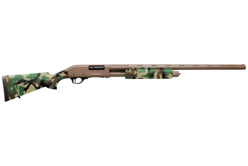 Charles Daly 301 12 Ga, 28" Barrel, 3", Flat Dark Earth Metal Finish & Woodland Camo Synthetic Stock, 4rd