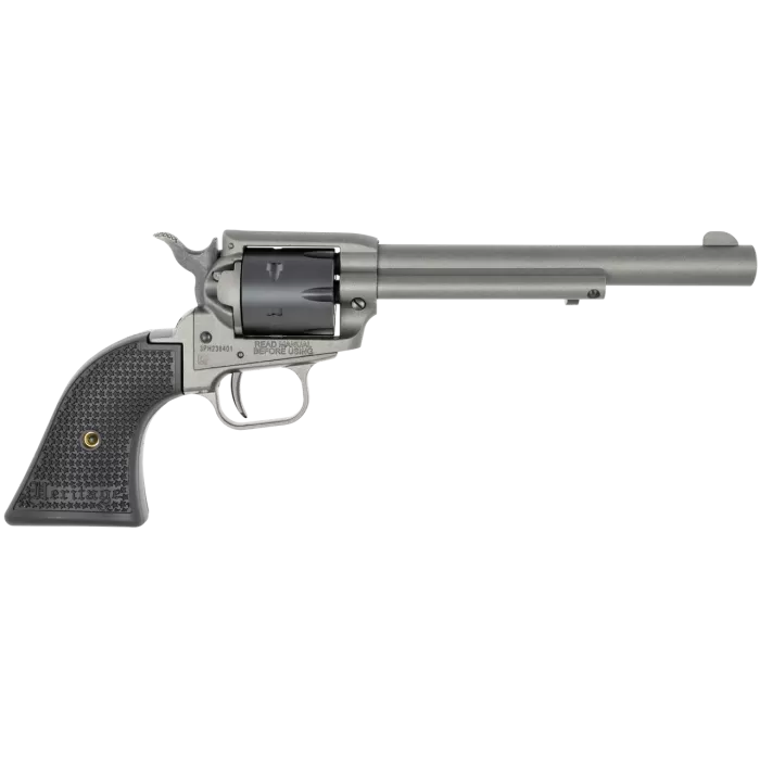 Heritage Rough Rider 22 LR, 6.50" Barrel, Tungsten Gray, Black Textured Polymer Grips, 6rd Heritage Rough Rider 22 LR, 6.50" Barrel, Tungsten Gray, Black Textured Polymer Grips, 6rd