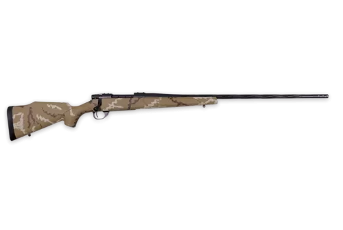 Weatherby Vanguard, 7mm-08 Remington 24" 5+1 Tan w/Brown & White Sponge Graphite Black Cerakote