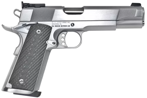 Rock River Arms PS2400 Limited Match 45 ACP, Stainless National Match Barrel 7+1 Brushed Chrome Serrated Steel Slide & Frame w/Beavertail Black G10 Grip Ambidextrous