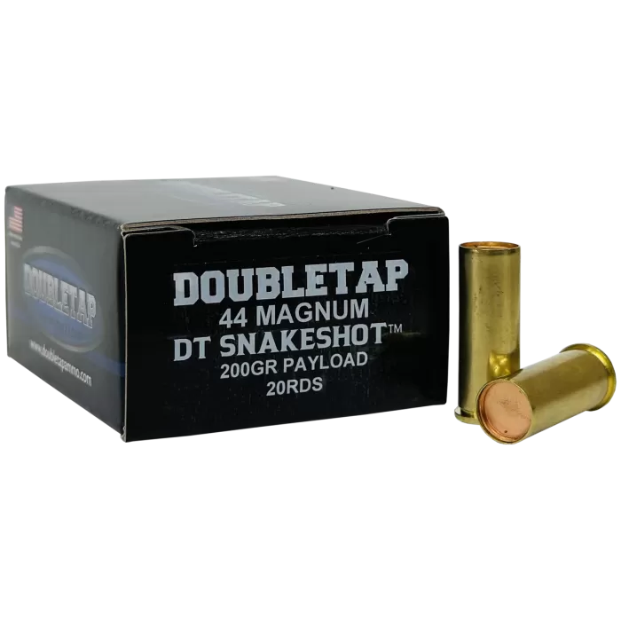 Double Tap DT Snake Shot Handgun Ammunition .44 Mag 200gr #9 Shot 1000 fps 20/ct Double Tap DT Snake Shot Handgun Ammunition .44 Mag 200gr #9 Shot 1000 fps 20/ct