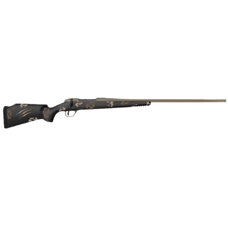 Fierce Firearms TWTROG7PRC24BS Twisted Rogue 7mm PRC 24" Armour Lube Black Steel Threaded Barrel, Drilled & Tapped Steel Receiver, LR Negative Comb Sonora Ambush Camo Carbon Fiber Stock