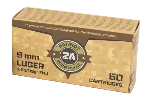 Patriot Sports Patriot Defense 9mm, 115 Gr, Full Metal Jacket, 50rd