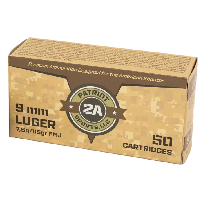 Patriot Sports Patriot Defense 9mm, 115 Gr, Full Metal Jacket, 50rd