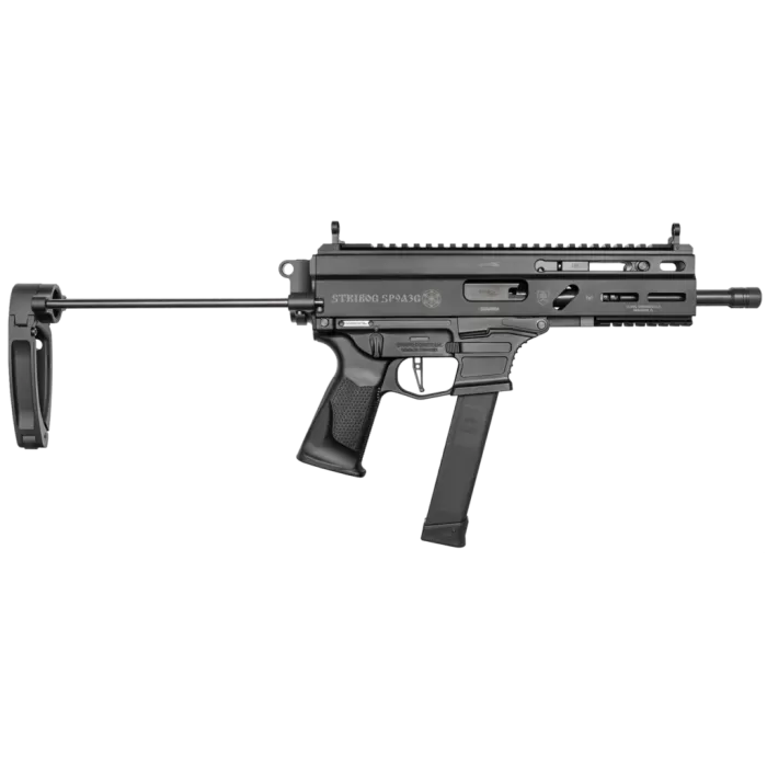 Grand Power Stribog SP9A3G 9mm, 8" Barrel, Black, PDW Tailhook Brace
