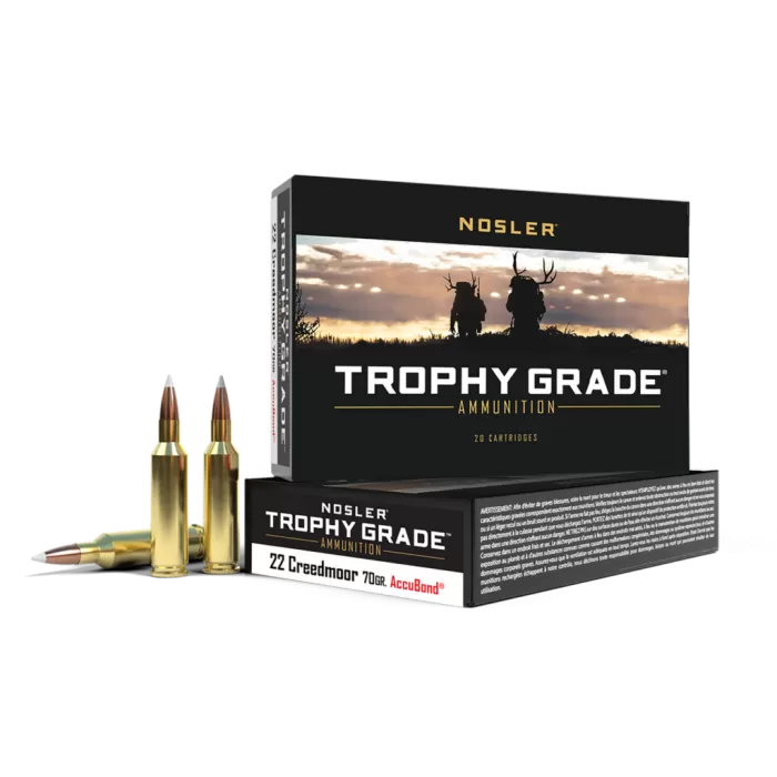 Nosler 60152 Trophy Grade  22Creedmoor 70gr AccuBond 20 Per Box/10 Case
