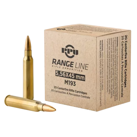 PPU RangeLine Rifle Ammunition 5.56X45 NATO 55gr FMJBT 3240 fps 20/rd