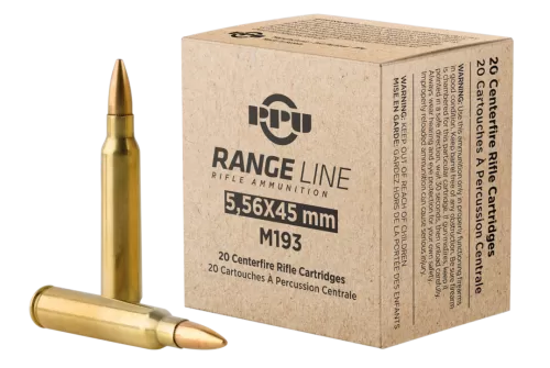 PPU RangeLine Rifle Ammunition 5.56X45 NATO 55gr FMJBT 3240 fps 20/rd