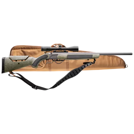CVA Accura MR-X 45 Caliber 26" Tungsten Cerakote Fluted Threaded Barrel, Drilled & Tapped Receiver, Adjustable Black/Gray Webbing Synthetic Stock, KonusPro 309x40mm IR BDC, Soft  Case