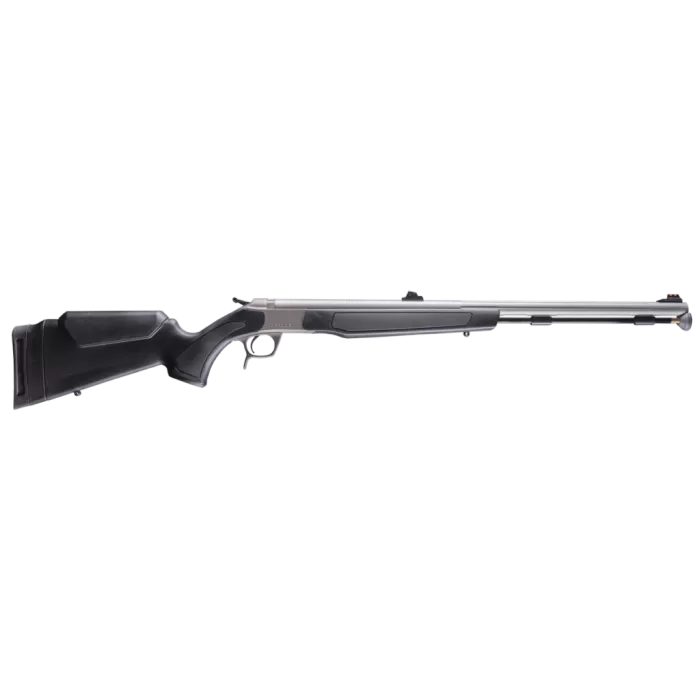 CVA Optima 50 Caliber 26" Stainless Fluted Barrel, Drilled & Tapped Stainless Steel Receiver, Fixed Black Stock, Fiber Optic Sights