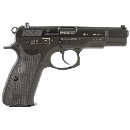 CZ 75 B 50th Anniversary 9mm, 4.60" Barrel, Serrated, Beavertail, 10rd