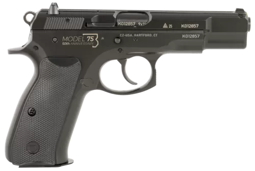 CZ 75 B 50th Anniversary 9mm, 4.60" Barrel, Serrated, Beavertail, 10rd