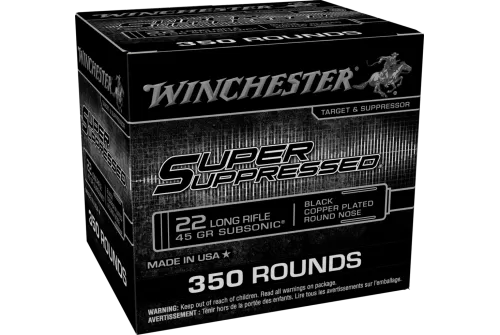 Winchester Super Suppressed Subsonic Rimfire Ammunition .22 LR 45gr CPRN 1090 fps 350/ct