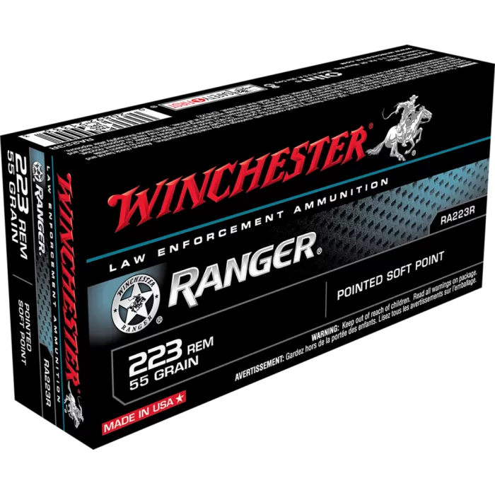Winchester Ranger Rifle Ammunition 223 Rem 55gr PSP 3020 fps 20/ct