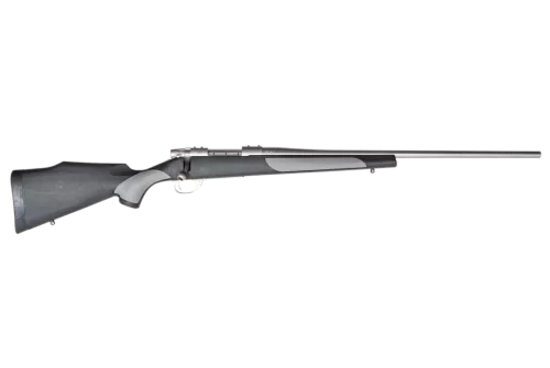 Weatherby  Vanguard Weatherguard Full Size 300 Win 3+1 26" Satin Threaded Barrel, Satin Stainless Steel Drilled & Tapped Receiver, Black/Gray Weatherguard Synthetic Stock
