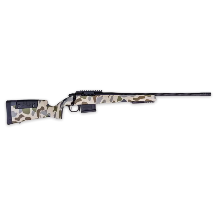 Weatherby 3WRHS25RWR4B 307 Hush Full Size 25 WBY RPM 5+1 22" +2" Graphite Black Cerakote Steel Spiral Fluted Threaded Barrel & Receiver w/Picatinny Rail, Arca Rail Forend, Hush Tundra Camo Adj Cheek P