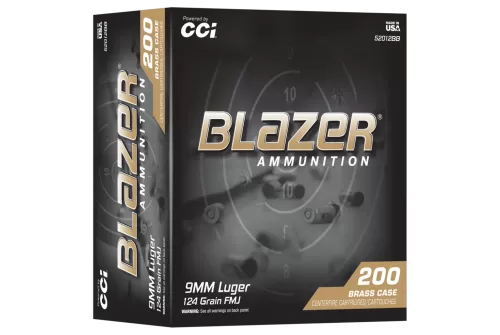CCI Ammunition Blazer Brass 9mm, 124 Gr, Full Metal Jacket, 200rd
