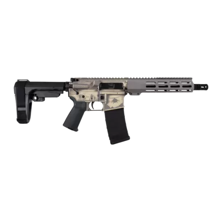 Shark Coast Tactical SCC07428MILFDE-P Military 5.56 NATO 30+1 10.50" Black Nitride Threaded Barrel, 2-Tone FDE Cerakote Aluminum Receiver w/Picatinny Rail, M-LOK Handguard, Polymer SB Tactical SBA3 Br