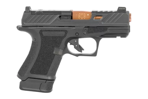 Shadow Systems CR920 Elite 9mm, 3.4" Bronze Match Barrel, Black Nitride, Optic Cut-Serrated-Windowed Stainless Slide, Black, 13rd