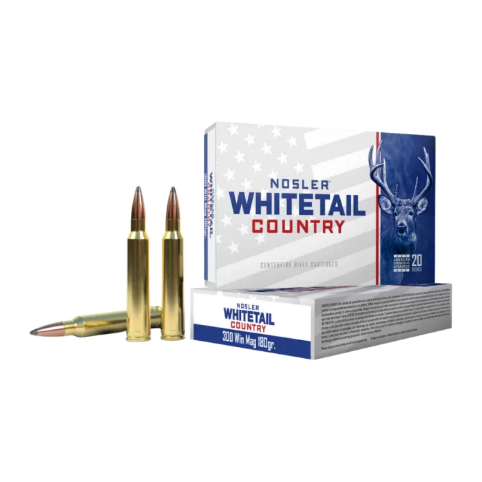 Nosler Whitetail Country .300 Winchester Magnum 180gr Solid Base Ammunition, 20rd Box 40156