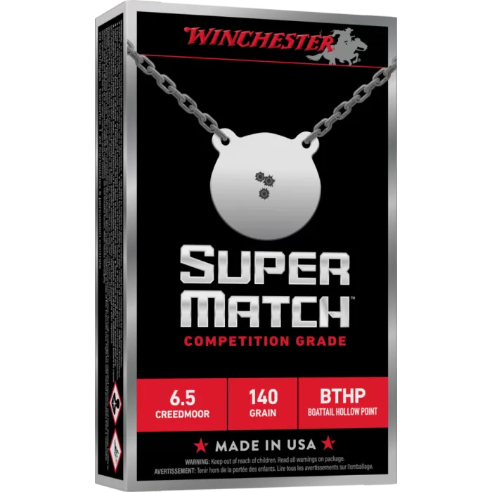 Winchester Super Match Rifle Ammunition 6.5 Creedmoor 140gr OTM 2710fps 20/ct