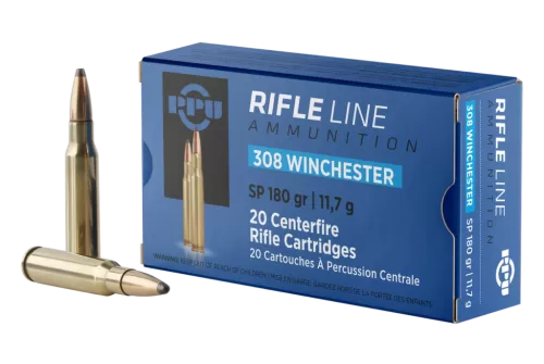 PPU Standard Rifle 308 Win/7.62 NATO 180gr, Soft Point, 20rd Box