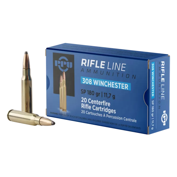 PPU Standard Rifle 308 Win/7.62 NATO 180gr, Soft Point, 20rd Box
