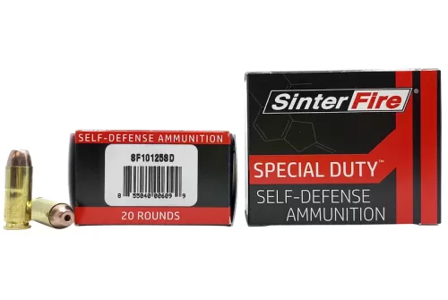 SinterFire Special Duty Self-Defense 10 mm 125 Grain Brass Cased Pistol Ammo, 20 Rounds, SF10125SD