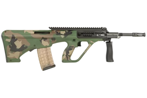 Steyr Arms Augm81camo Aug A3 M1 Nato 5.56X45mm Nato 30+1 16", Black Rec, M81 Woodland Camo Fixed Bullpup Stock & Collapsible Foregrip, Extended Pic Rail (Ar Style Mag)