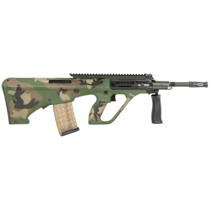 Steyr Arms Augm81camo Aug A3 M1 Nato 5.56X45mm Nato 30+1 16", Black Rec, M81 Woodland Camo Fixed Bullpup Stock & Collapsible Foregrip, Extended Pic Rail (Ar Style Mag)