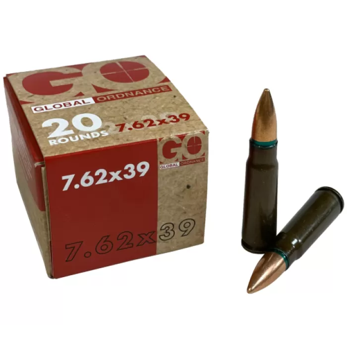 Global Ordnance Arsenal 7.62X39 Ammo 122 Grain FMJ Rifle Ammo - 20 Rounds - Dirty Bird Industries Global Ordnance Arsenal 7.62X39 Ammo 122 Grain FMJ Rifle Ammo - 20 Rounds - Dirty Bird Industries