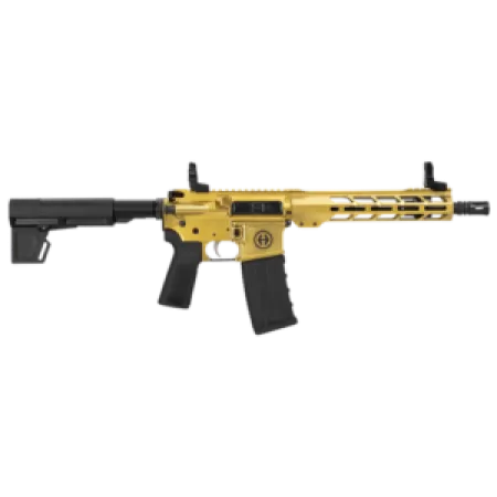 Hi-Point HP15P-300BLKGOLD HP 15P 300 Blackout 30+1 10.50" Black Threaded Barrel, Gold Aluminum Receiver w/Picatinny Rail, M-LOK Handguard, Blade Black Polymer Brace, Black B5 P Type 23 Grip