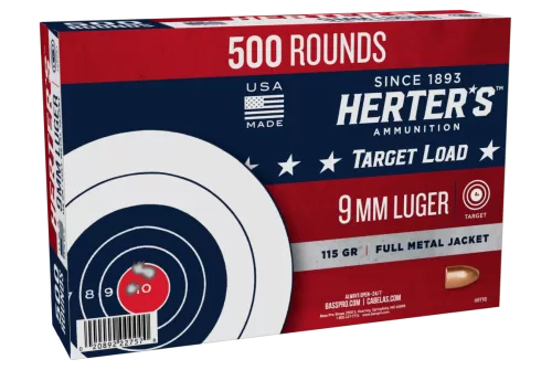 Herter's Target 9mm Luger 115 Grain Handgun Ammo - 500 Rounds