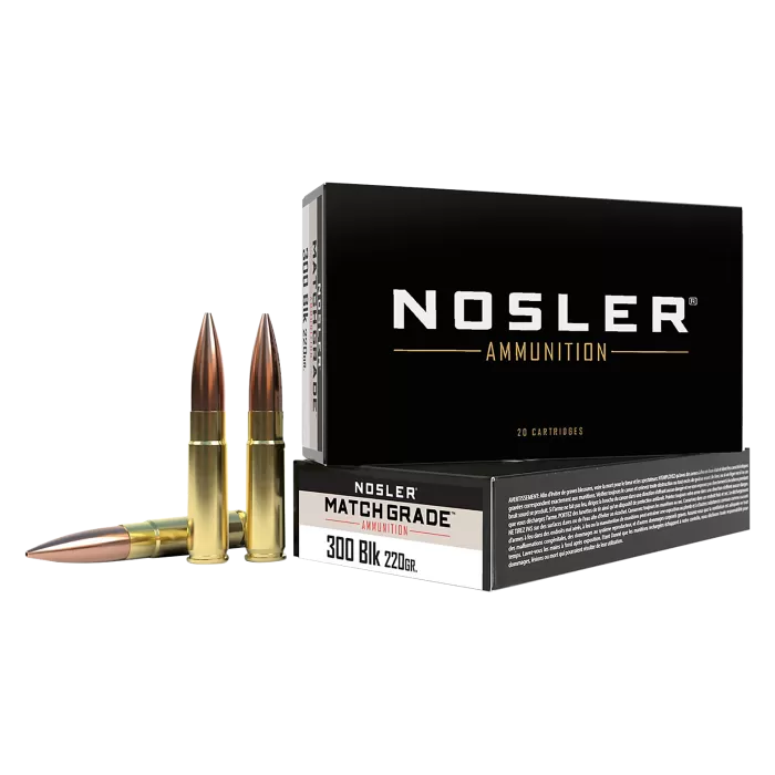 Nosler Match Grade Centerfire Rifle Ammo - .300 Whisper - 220 Grain Nosler Match Grade Centerfire Rifle Ammo - .300 Whisper - 220 Grain