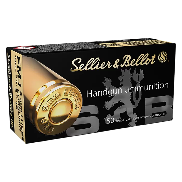 Sellier & Bellot Handgun Ammo - 9mm Luger - 140 grain - 50 Rounds