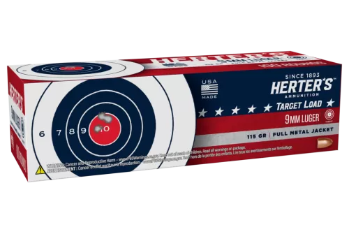 Herter's Target 9mm Luger 115 Grain Handgun Ammo - 100 Rounds