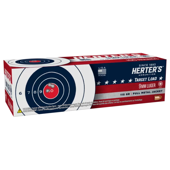 Herter's Target 9mm Luger 115 Grain Handgun Ammo - 100 Rounds
