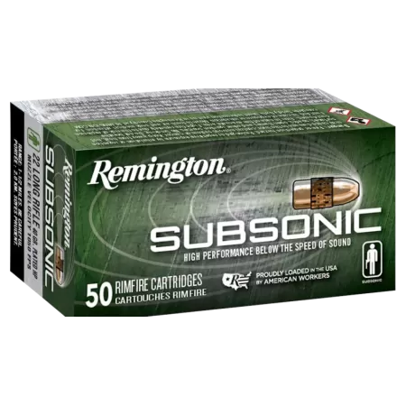Remington Subsonic .22 LR 40 Grain Copper Plated Hollow Point Rimfire Ammo - 50 Rounds