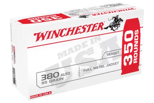 Winchester USA .380 ACP 95 Grain FMJ Centerfire Handgun Ammo Bulk Pack