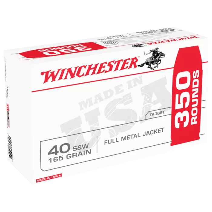Winchester USA .40 S&W 165 Grain FMJ Centerfire Handgun Ammo Bulk Pack