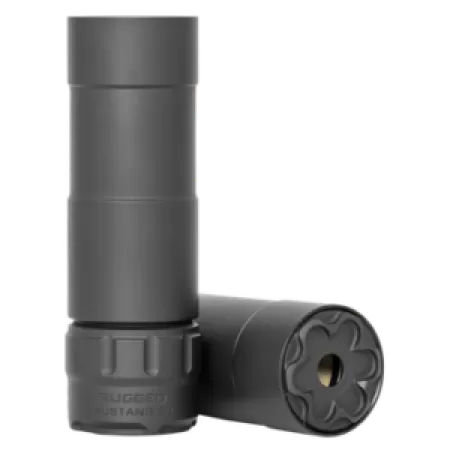 Rugged Suppressor P5122 Mustang 22 22 LR 1.06" D 1/2"-28 tpi 113dB At Ear Black High Temp Cerakote 7075-T6 Aluminum Baffles/Tube Titanium Mount