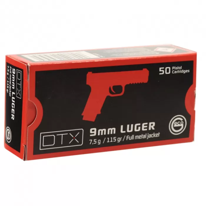 Geco DTX 9mm Luger Ammo 115 Grain Full Metal Jacket