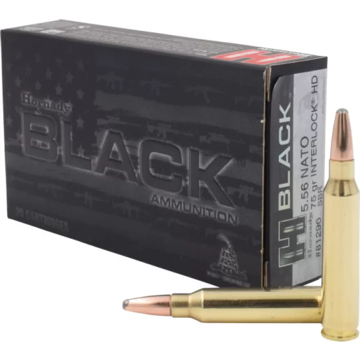 5.56x45 - 75 Grain Interlock HD SBR - Hornady BLACK - 20 Rounds
